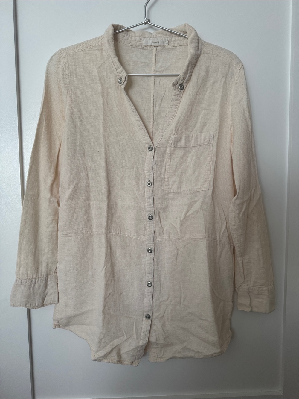 Light Cream Button-Front Women's Top